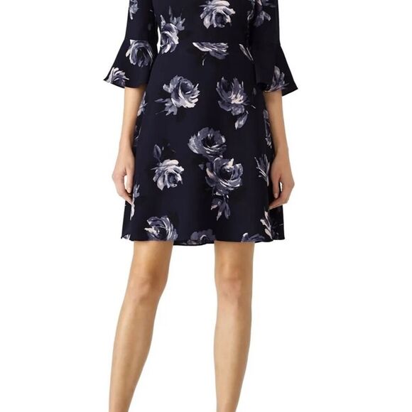 Kate Spade new York Night Rose Crepe Dress navy size 4 - Picture 8 of 10